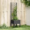 Fekete polipropilén rácsos kerti ültetőláda 40 x 40 x 142 cm