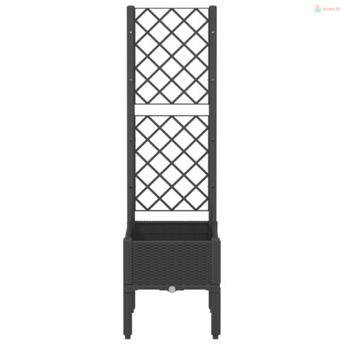 Fekete polipropilén rácsos kerti ültetőláda 40 x 40 x 142 cm