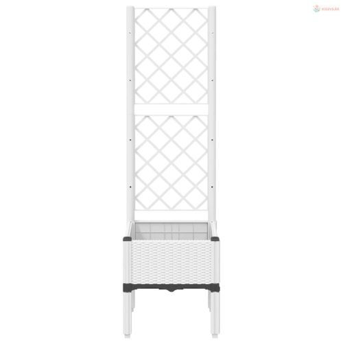 Fehér polipropilén rácsos kerti ültetőláda 40 x 40 x 142 cm