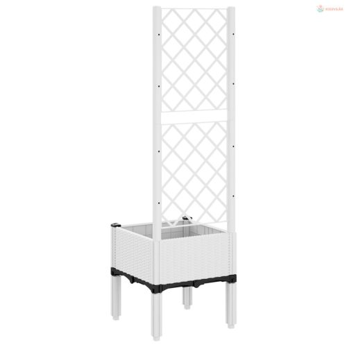 Fehér polipropilén rácsos kerti ültetőláda 40 x 40 x 142 cm