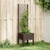 Barna polipropilén rácsos kerti ültetőláda 40 x 40 x 142 cm