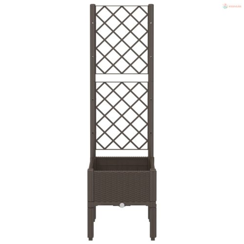 Barna polipropilén rácsos kerti ültetőláda 40 x 40 x 142 cm