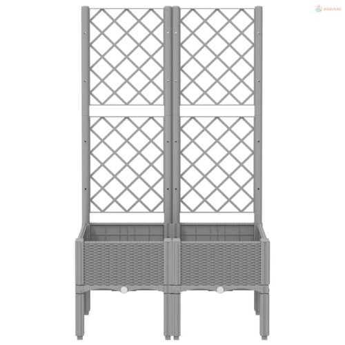Világosszürke PP rácsos kerti ültetőláda 80 x 40 x 142 cm