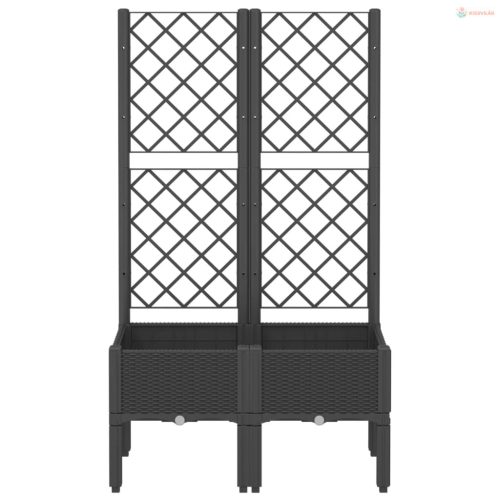 Fekete polipropilén rácsos kerti ültetőláda 80 x 40 x 142 cm