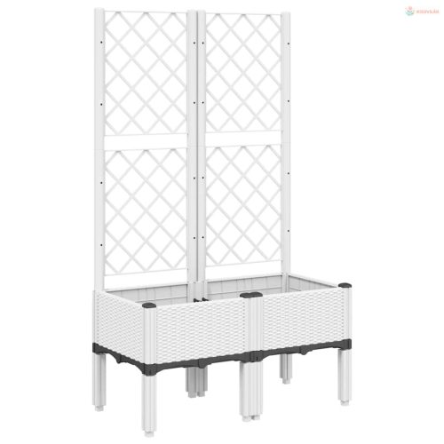 Fehér PP rácsos kerti ültetőláda 80 x 40 x 142 cm