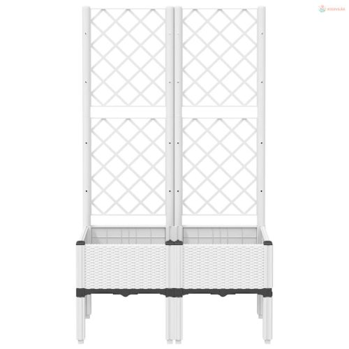 Fehér PP rácsos kerti ültetőláda 80 x 40 x 142 cm