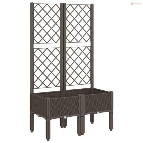 Barna polipropilén rácsos kerti ültetőláda 80 x 40 x 142 cm