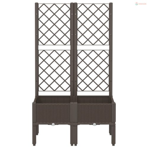 Barna polipropilén rácsos kerti ültetőláda 80 x 40 x 142 cm