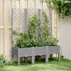 Világosszürke PP rácsos kerti ültetőláda 120 x 40 x 142 cm