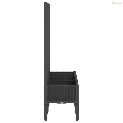 Fekete polipropilén rácsos kerti ültetőláda 120 x 40 x 142 cm