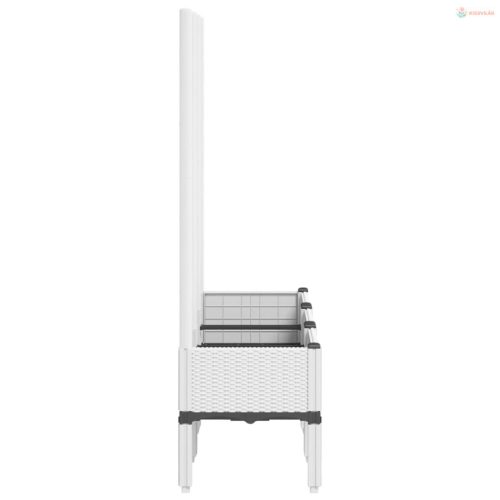 Fehér polipropilén rácsos kerti ültetőláda 120 x 40 x 142 cm