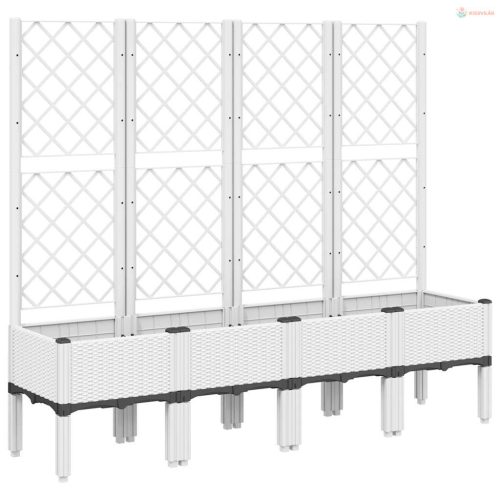 Fehér polipropilén rácsos kerti ültetőláda 160 x 40 x 142 cm
