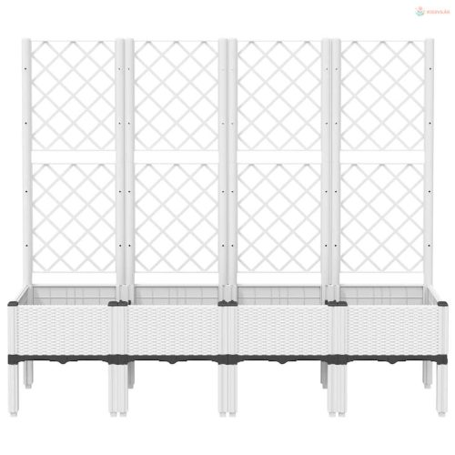 Fehér polipropilén rácsos kerti ültetőláda 160 x 40 x 142 cm