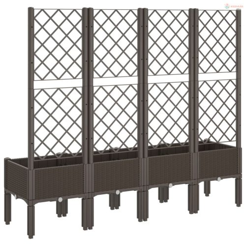 Barna polipropilén rácsos kerti ültetőláda 160 x 40 x 142 cm