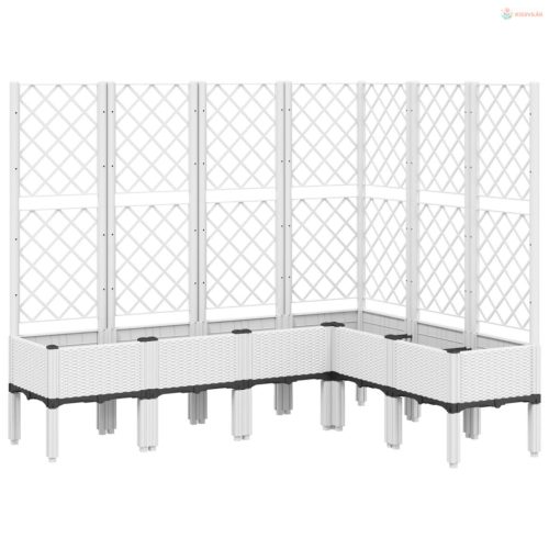 Fehér polipropilén rácsos kerti ültetőláda 160 x 120 x 142 cm