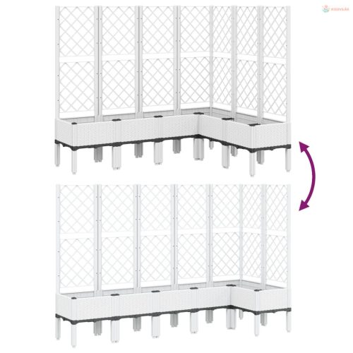 Fehér polipropilén rácsos kerti ültetőláda 160 x 120 x 142 cm