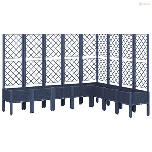 Kékszürke polipropilén rácsos kerti ültetőláda 200 x 160 x 142 cm