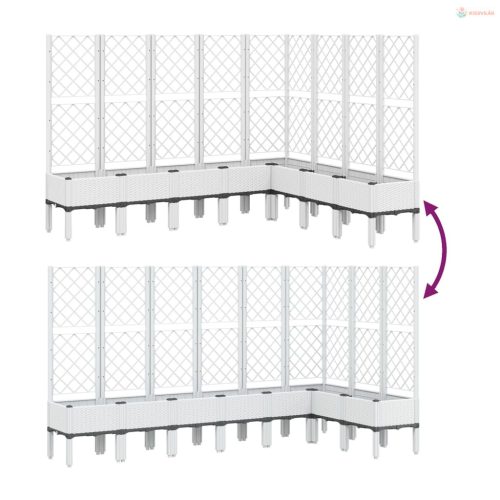 Fehér polipropilén rácsos kerti ültetőláda 200 x 160 x 142 cm