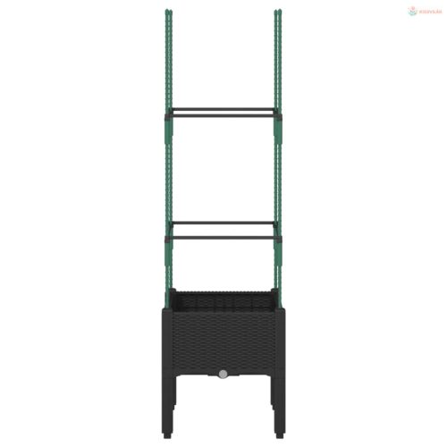 Fekete polipropilén rácsos kerti ültetőláda 40 x 40 x 142,5 cm