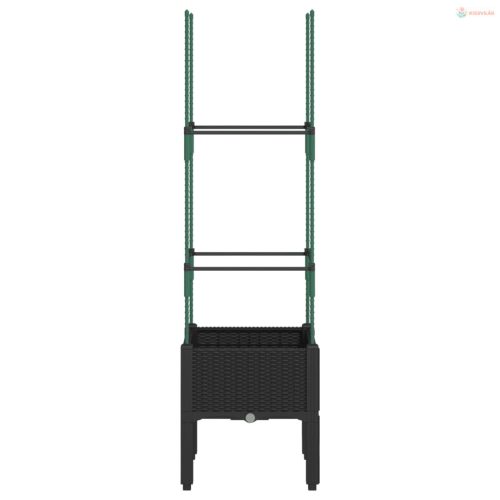 Fekete polipropilén rácsos kerti ültetőláda 40 x 40 x 142,5 cm