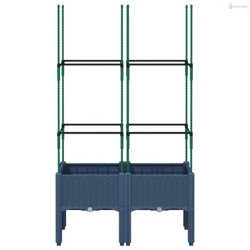 Kékszürke polipropilén rácsos kerti ültetőláda 80 x 40 x 142,5 cm