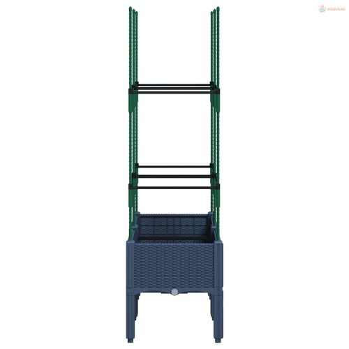 Kékszürke polipropilén rácsos kerti ültetőláda 80 x 40 x 142,5 cm