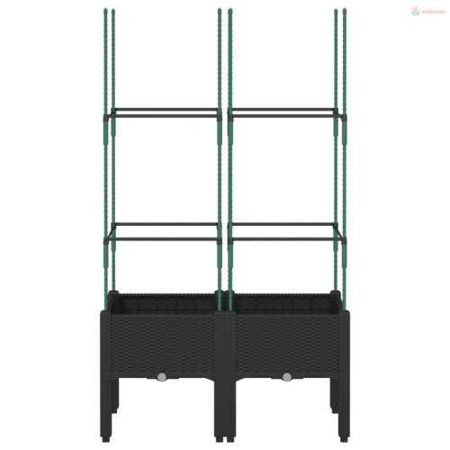 Fekete polipropilén rácsos kerti ültetőláda 80 x 40 x 142,5 cm