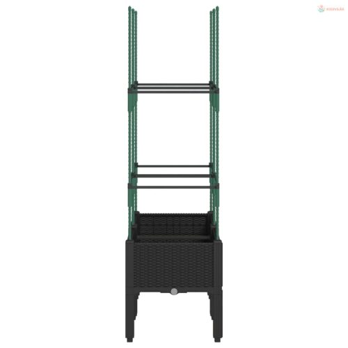 Fekete polipropilén rácsos kerti ültetőláda 80 x 40 x 142,5 cm