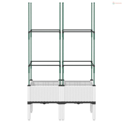Fehér polipropilén rácsos kerti ültetőláda 80 x 40 x 142,5 cm