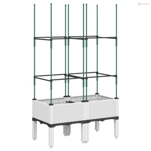 Fehér polipropilén rácsos kerti ültetőláda 80 x 40 x 142,5 cm