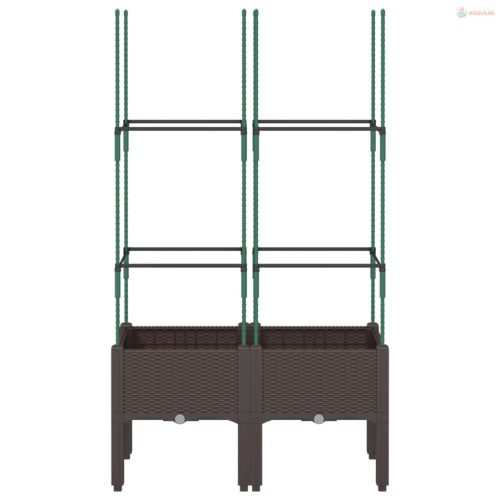 Barna polipropilén rácsos kerti ültetőláda 80 x 40 x 142,5 cm