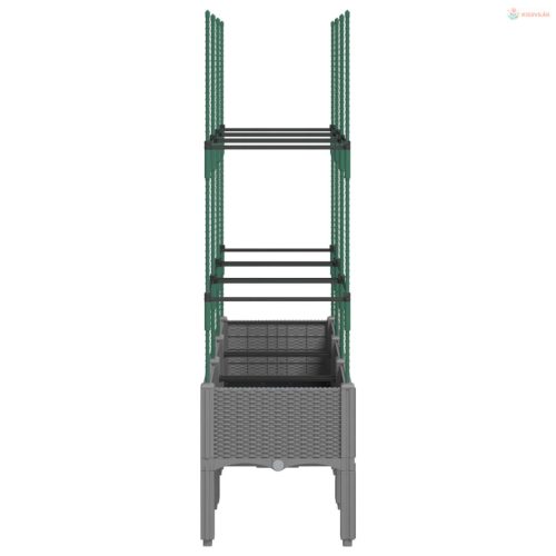 Világosszürke PP rácsos kerti ültetőláda 120 x 40 x 142,5 cm