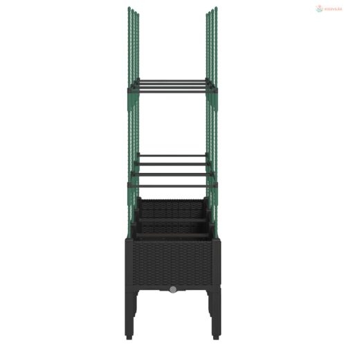 Fekete polipropilén rácsos kerti ültetőláda 120 x 40 x 142,5 cm