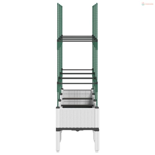 Fehér polipropilén rácsos kerti ültetőláda 120 x 40 x 142,5 cm