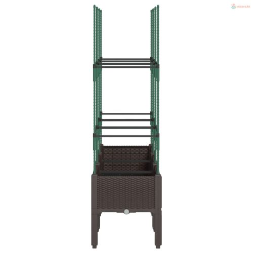 Barna polipropilén rácsos kerti ültetőláda 120 x 40 x 142,5 cm