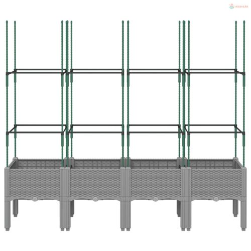 Világosszürke PP rácsos kerti ültetőláda 160 x 40 x 142,5 cm