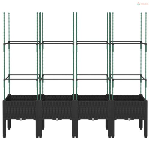 Fekete polipropilén rácsos kerti ültetőláda 160 x 40 x 142,5 cm