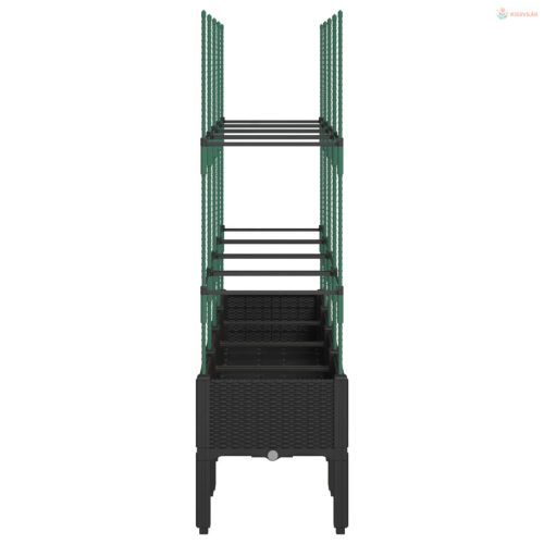 Fekete polipropilén rácsos kerti ültetőláda 160 x 40 x 142,5 cm