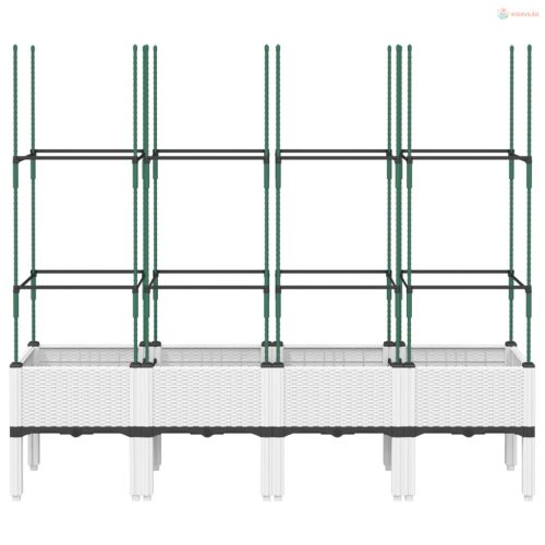 Fehér polipropilén rácsos kerti ültetőláda 160 x 40 x 142,5 cm