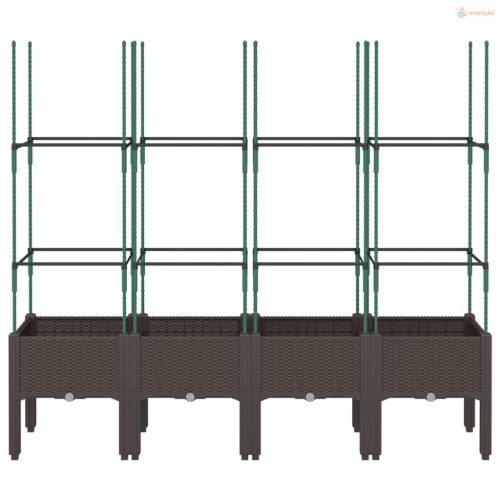 Barna polipropilén rácsos kerti ültetőláda 160 x 40 x 142,5 cm