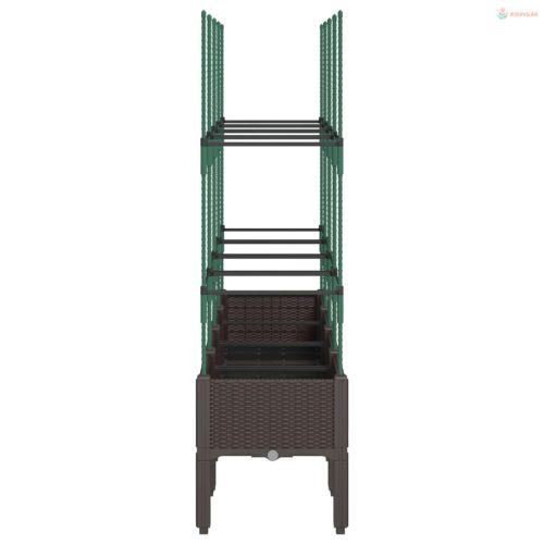 Barna polipropilén rácsos kerti ültetőláda 160 x 40 x 142,5 cm