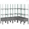 Világosszürke PP rácsos kerti ültetőláda 160 x 120 x 142,5 cm