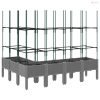 Világosszürke PP rácsos kerti ültetőláda 160 x 120 x 142,5 cm