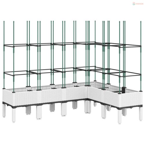 Fehér polipropilén rácsos kerti ültetőláda 160 x 120 x 142,5 cm