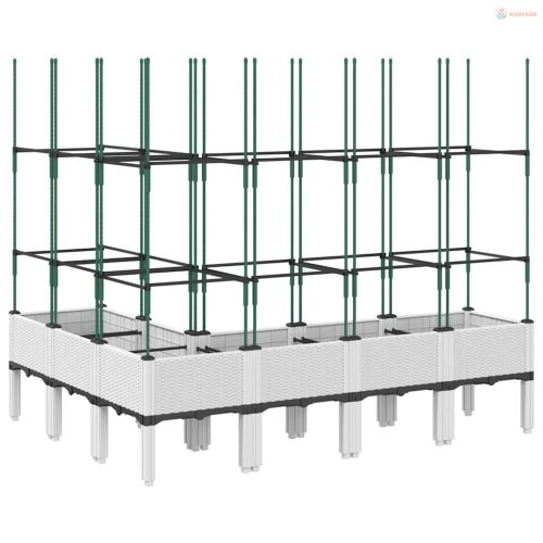 Fehér polipropilén rácsos kerti ültetőláda 160 x 120 x 142,5 cm