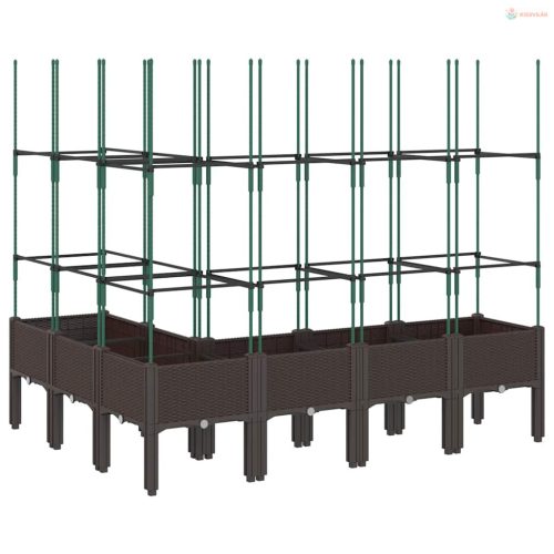 Barna polipropilén rácsos kerti ültetőláda 160 x 120 x 142,5 cm