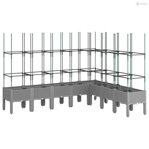 Világosszürke PP rácsos kerti ültetőláda 200 x 160 x 142,5 cm