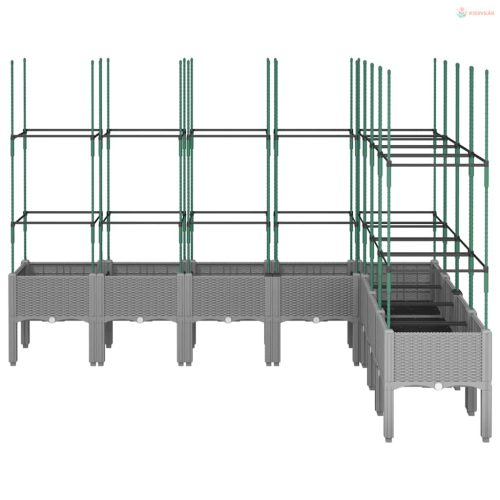 Világosszürke PP rácsos kerti ültetőláda 200 x 160 x 142,5 cm