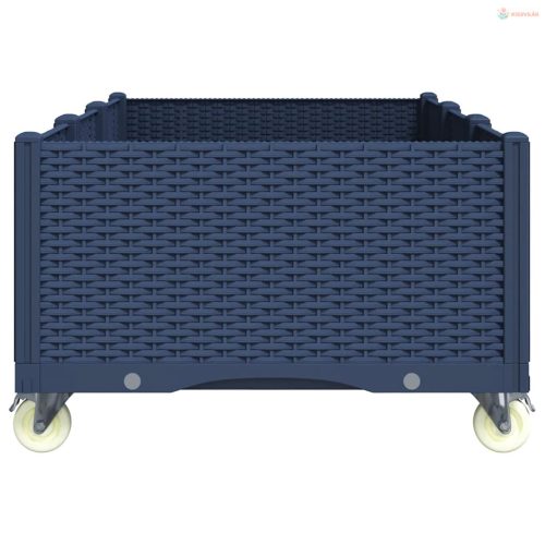 Kékszürke polipropilén rácsos kerekes ültetőláda 150 x 80 x 54 cm