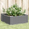 Szürke polipropilén kerti virágláda cövekekkel 42,5x42,5x28,5cm